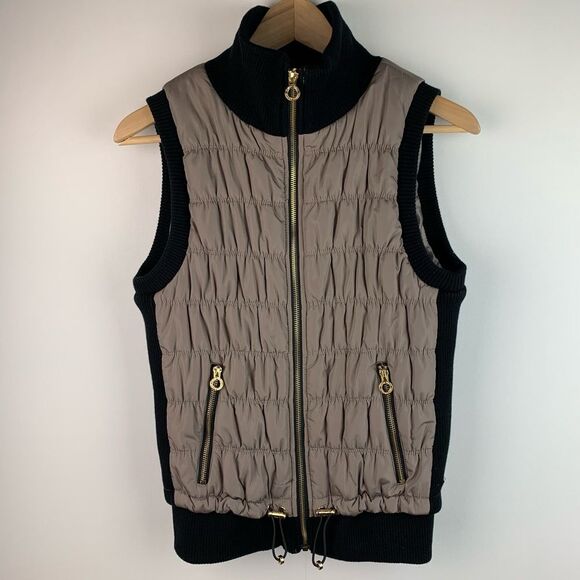 Calvin Klein Performance Black Zippered Puffer Vest Gold Hardware Women's Size S - Picture 1 of 7